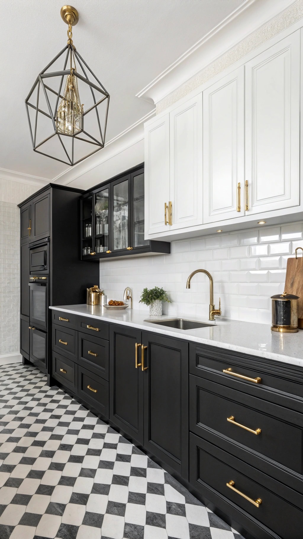 vintage black and brass kitchen
