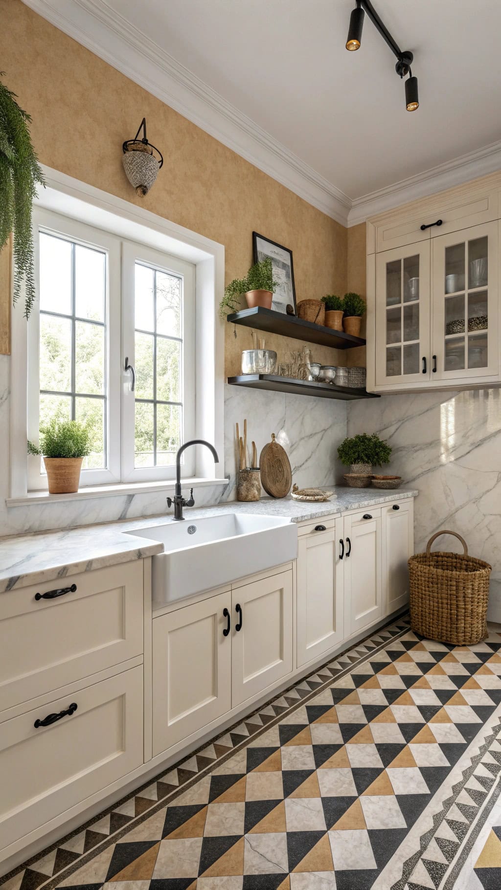 vintage black beige flooring