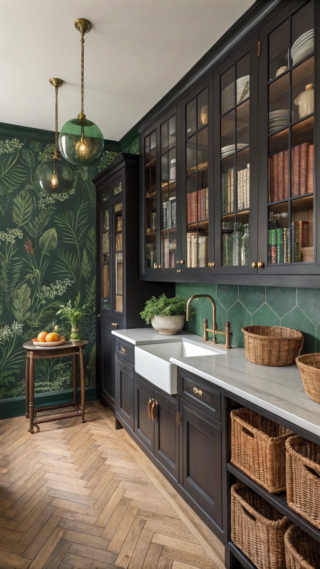 vintage library kitchen aesthetic