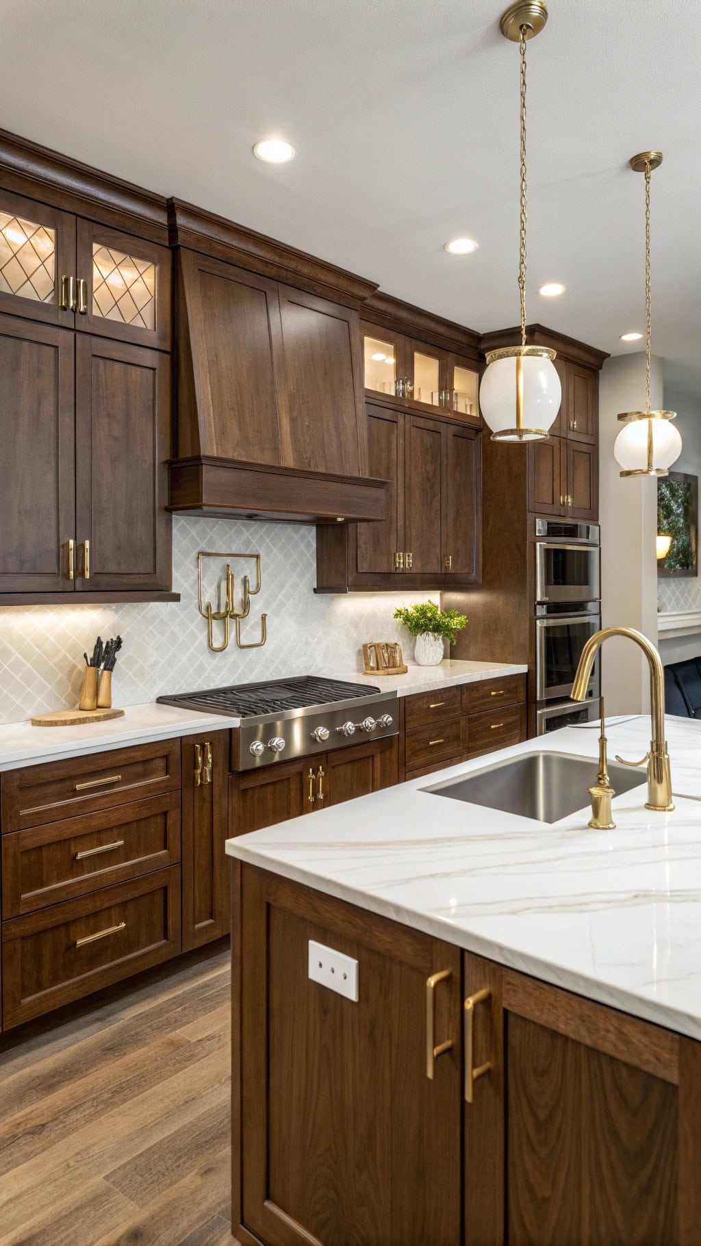 walnut cabinets exude sophistication