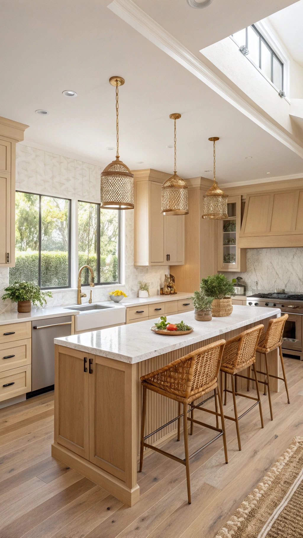 warm beige kitchen island design