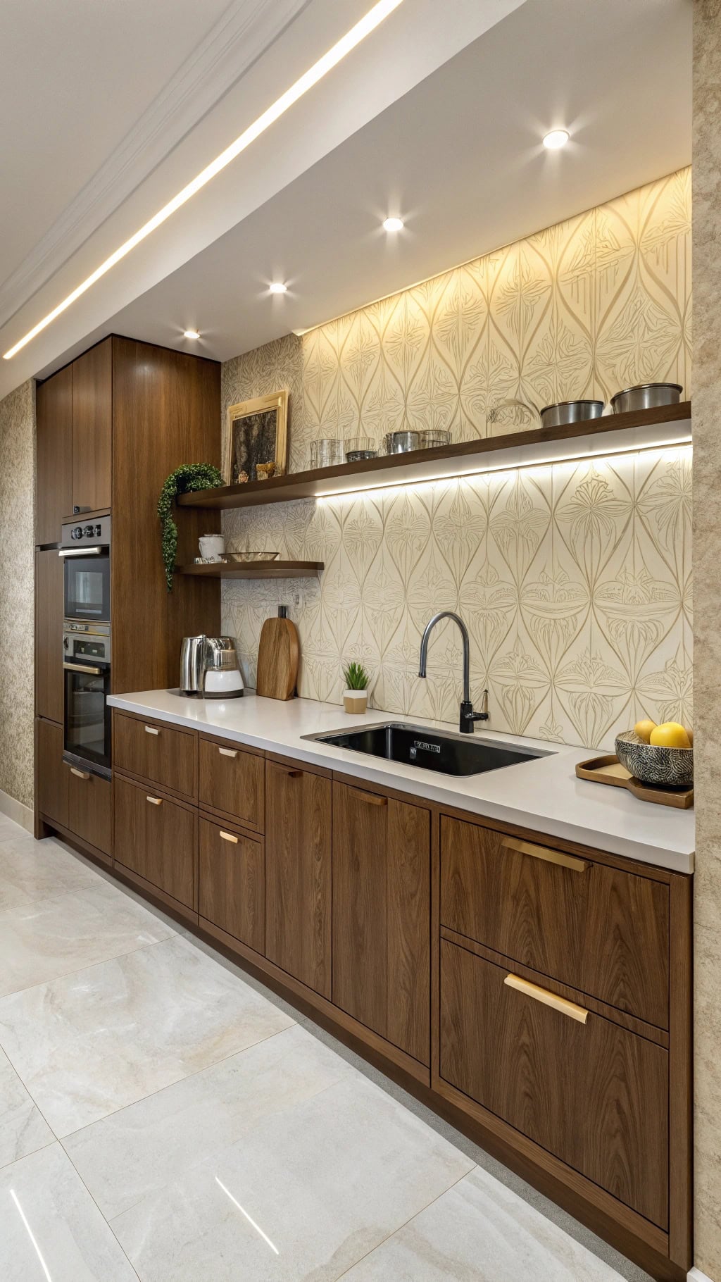 warm golden beige accent wall