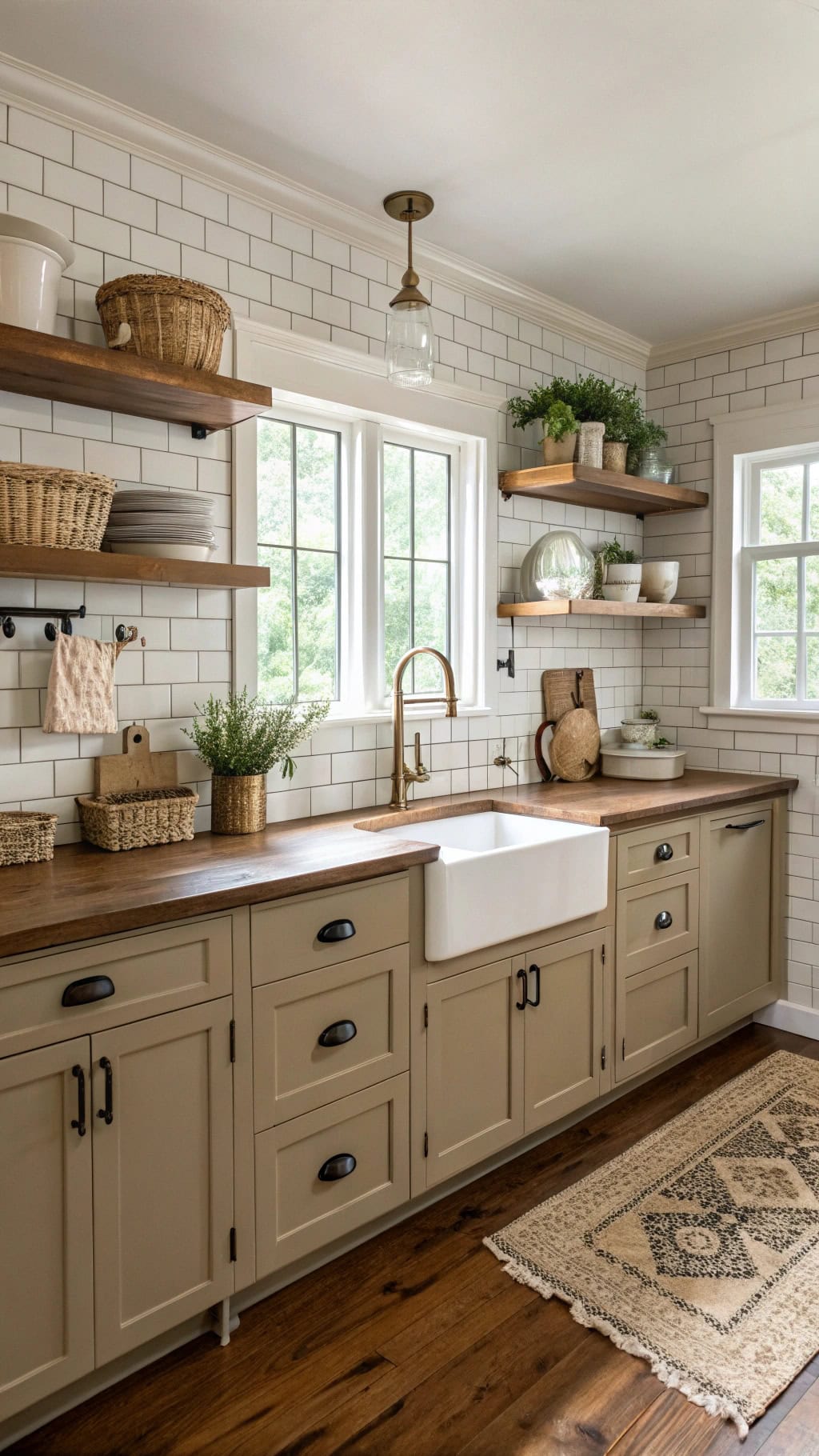 warm neutral farmhouse kitchen