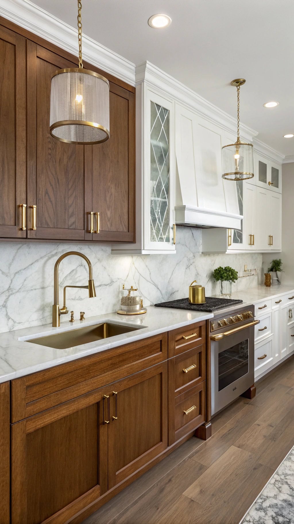 warm walnut kitchen centerpiece