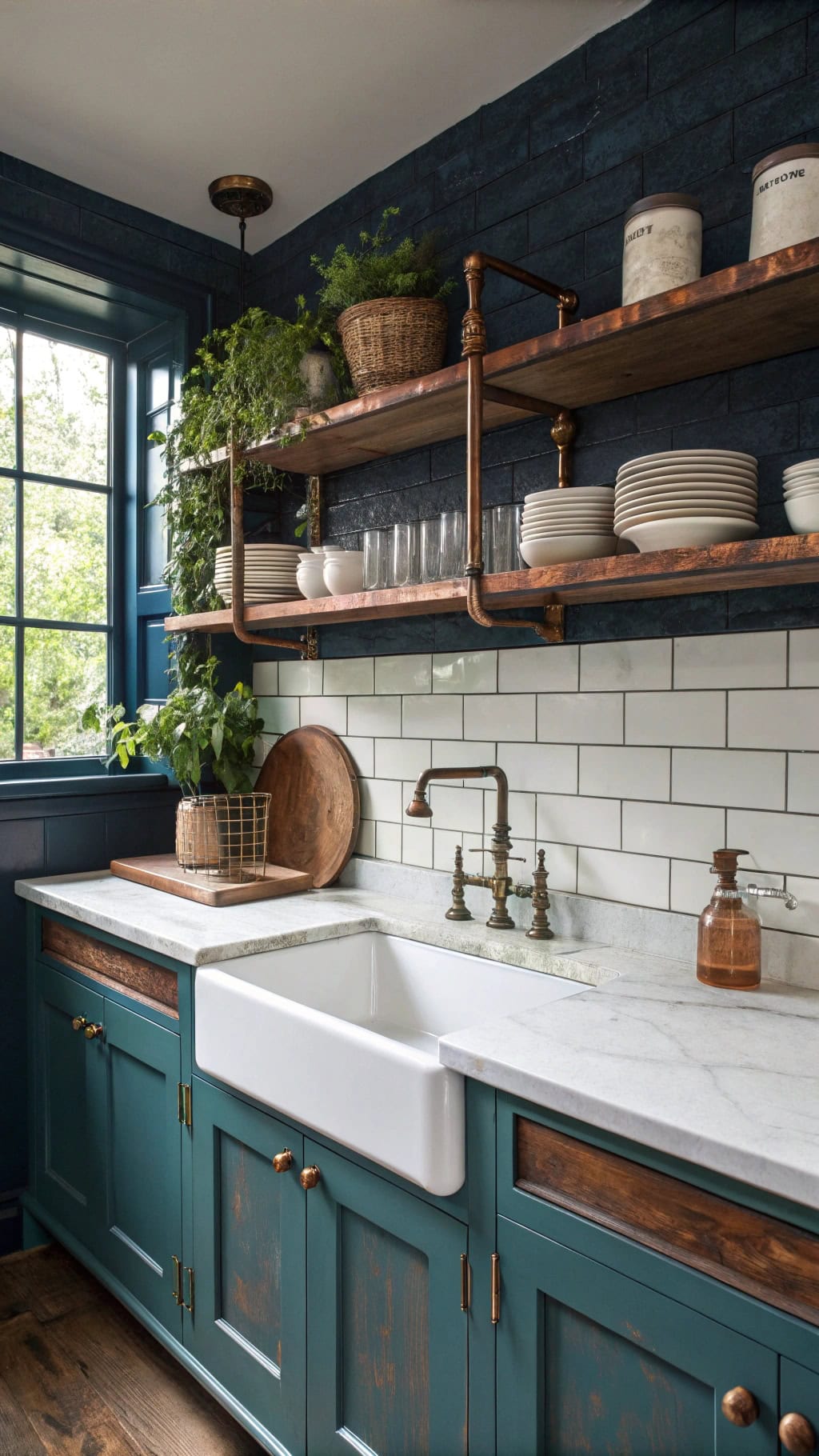 weathered copper shelving charm
