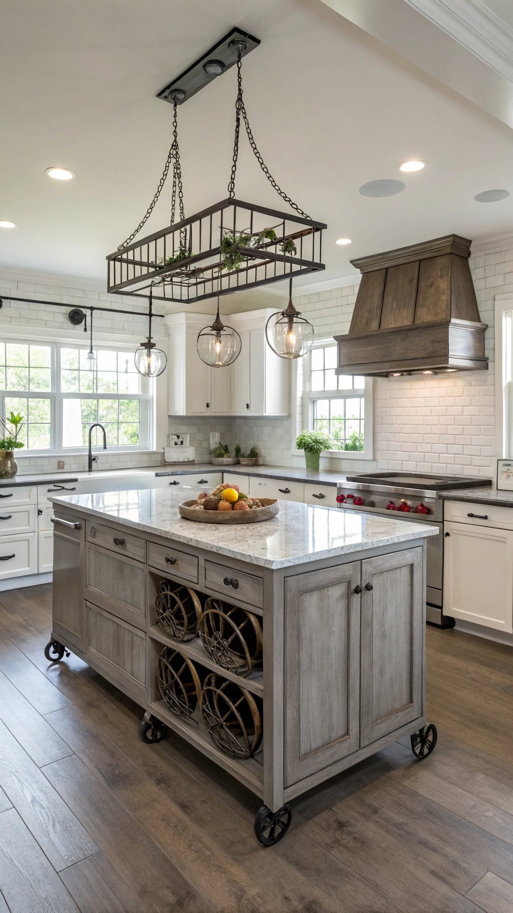 weathered hickory kitchen island