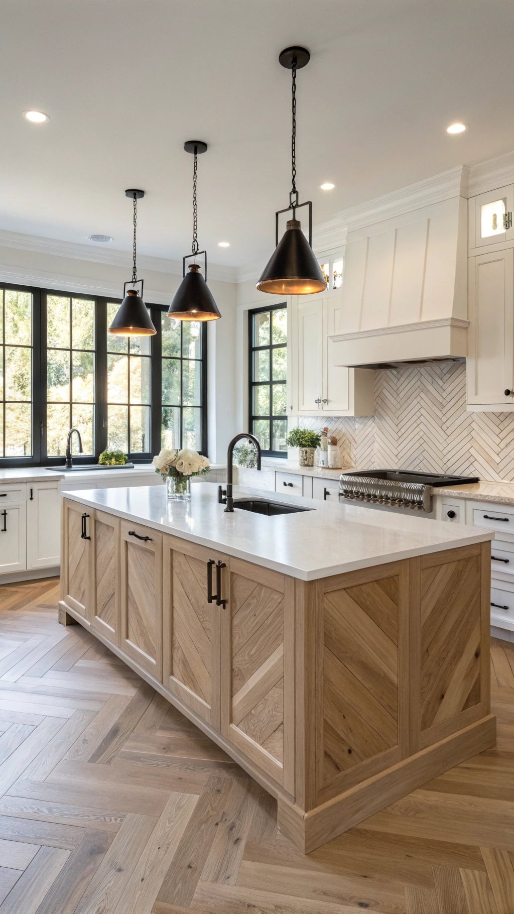 white oak herringbone elegance