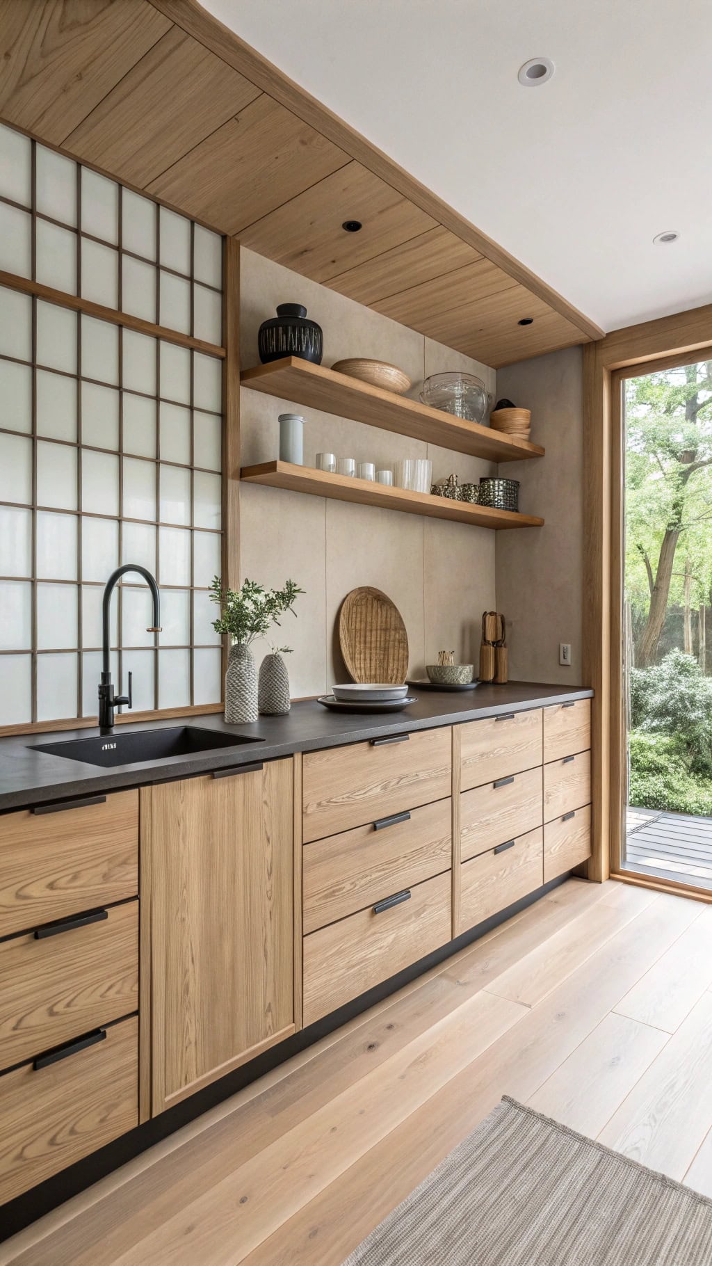 zen minimalist beige kitchen