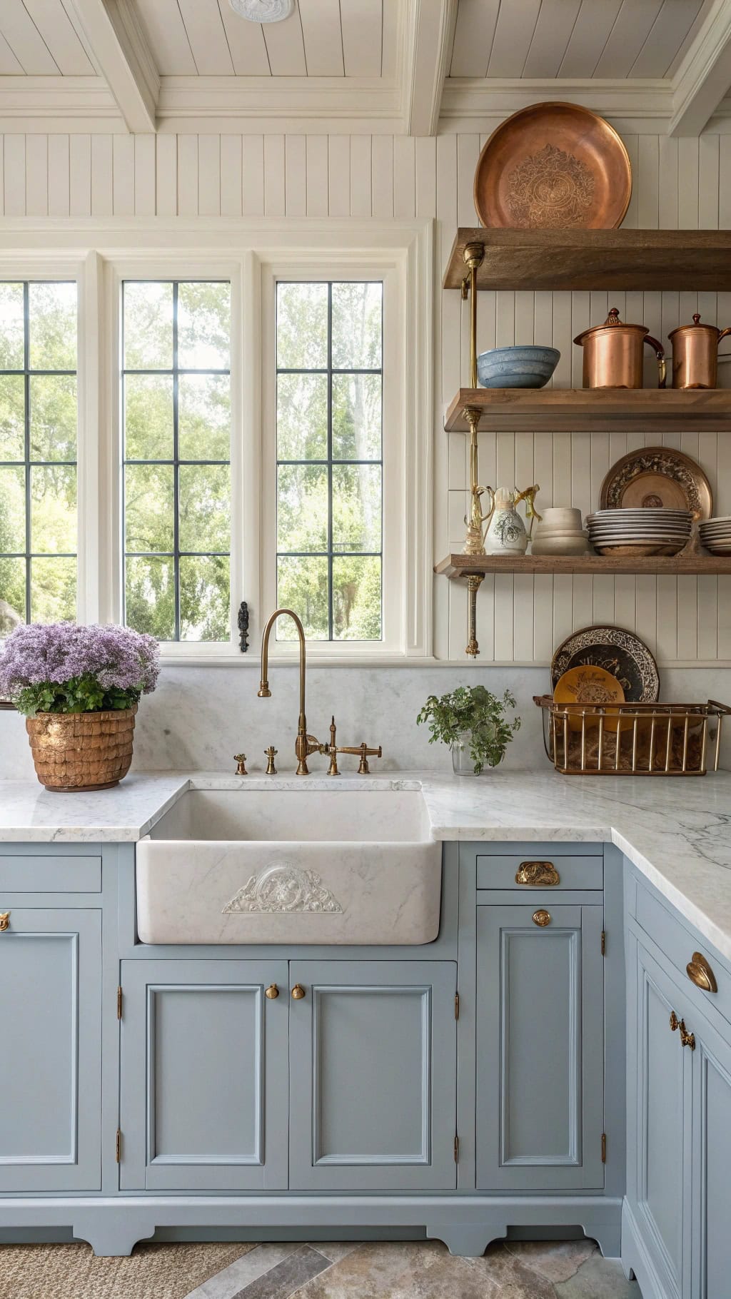 antique blue farmhouse sink
