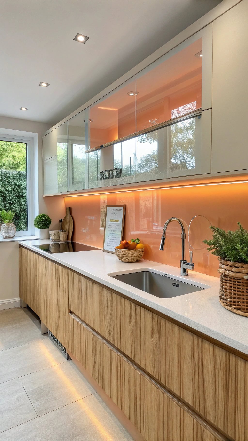 apricot glass splashback elegance