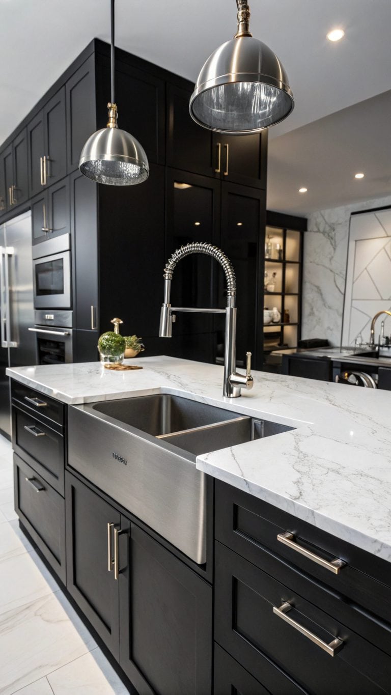 architectural black silver kitchens
