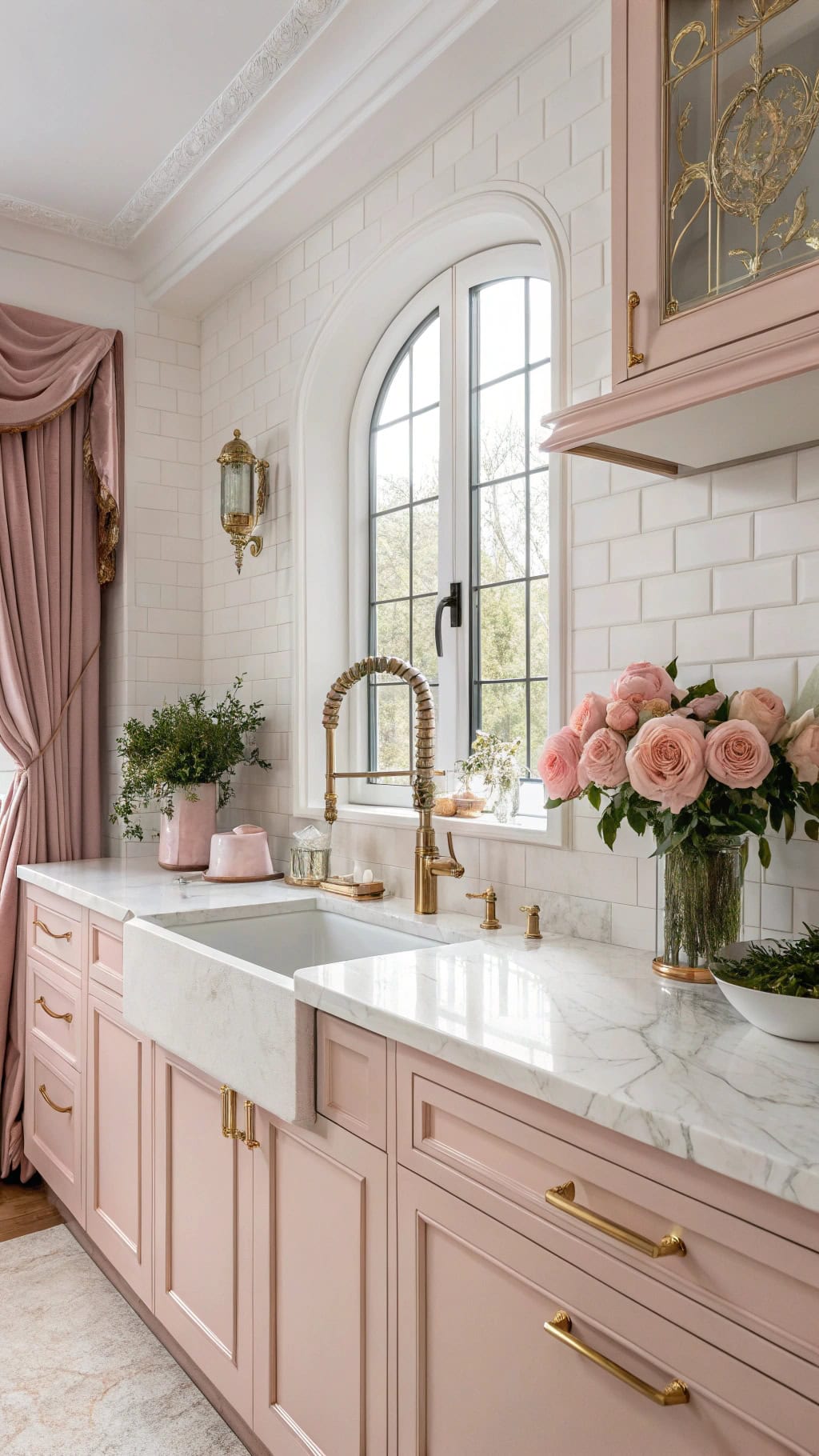 baroque pink kitchen elegance
