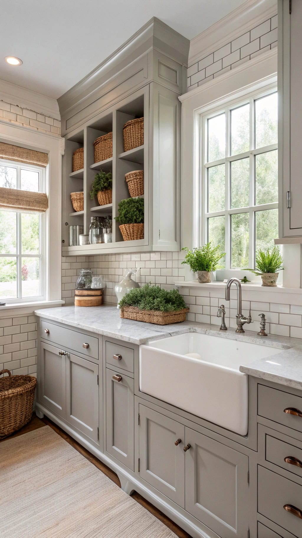 beaded gray cabinet elegance