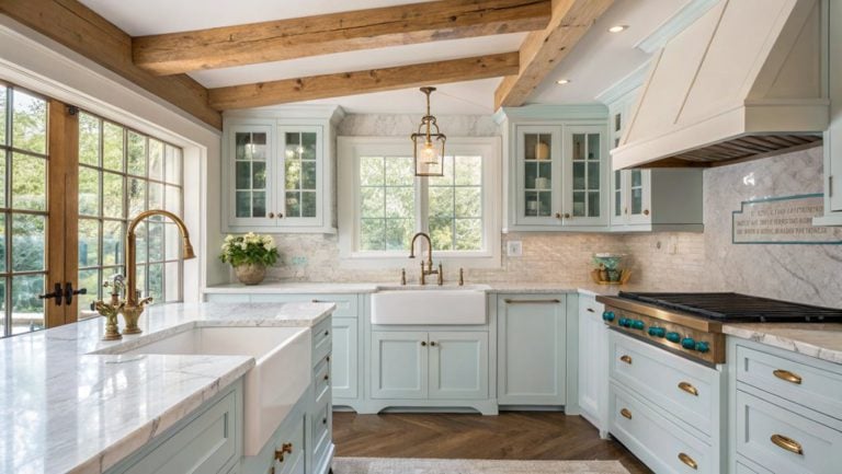 blue french country kitchens