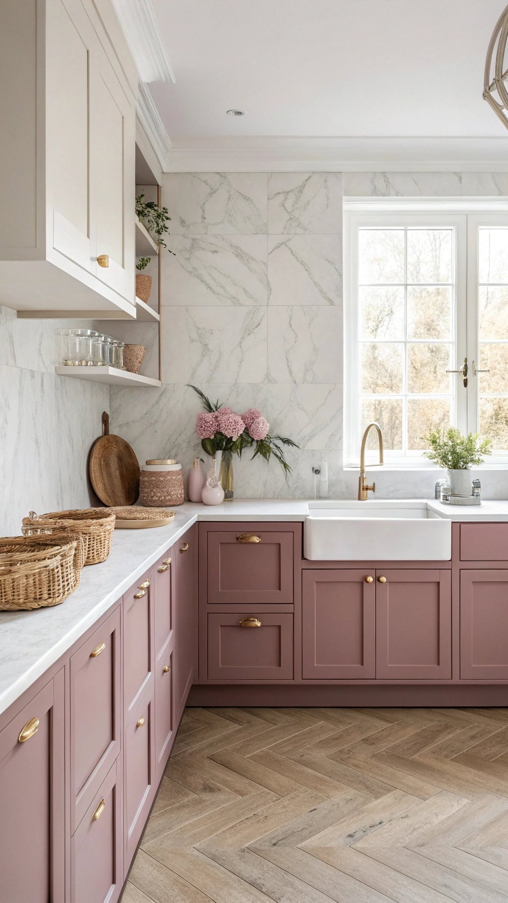 blush kitchen with depth