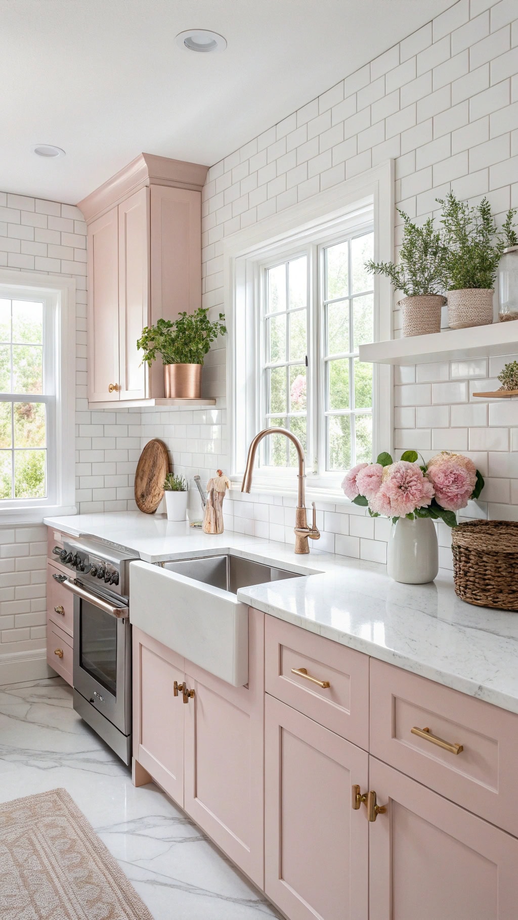 blush veined quartz countertops