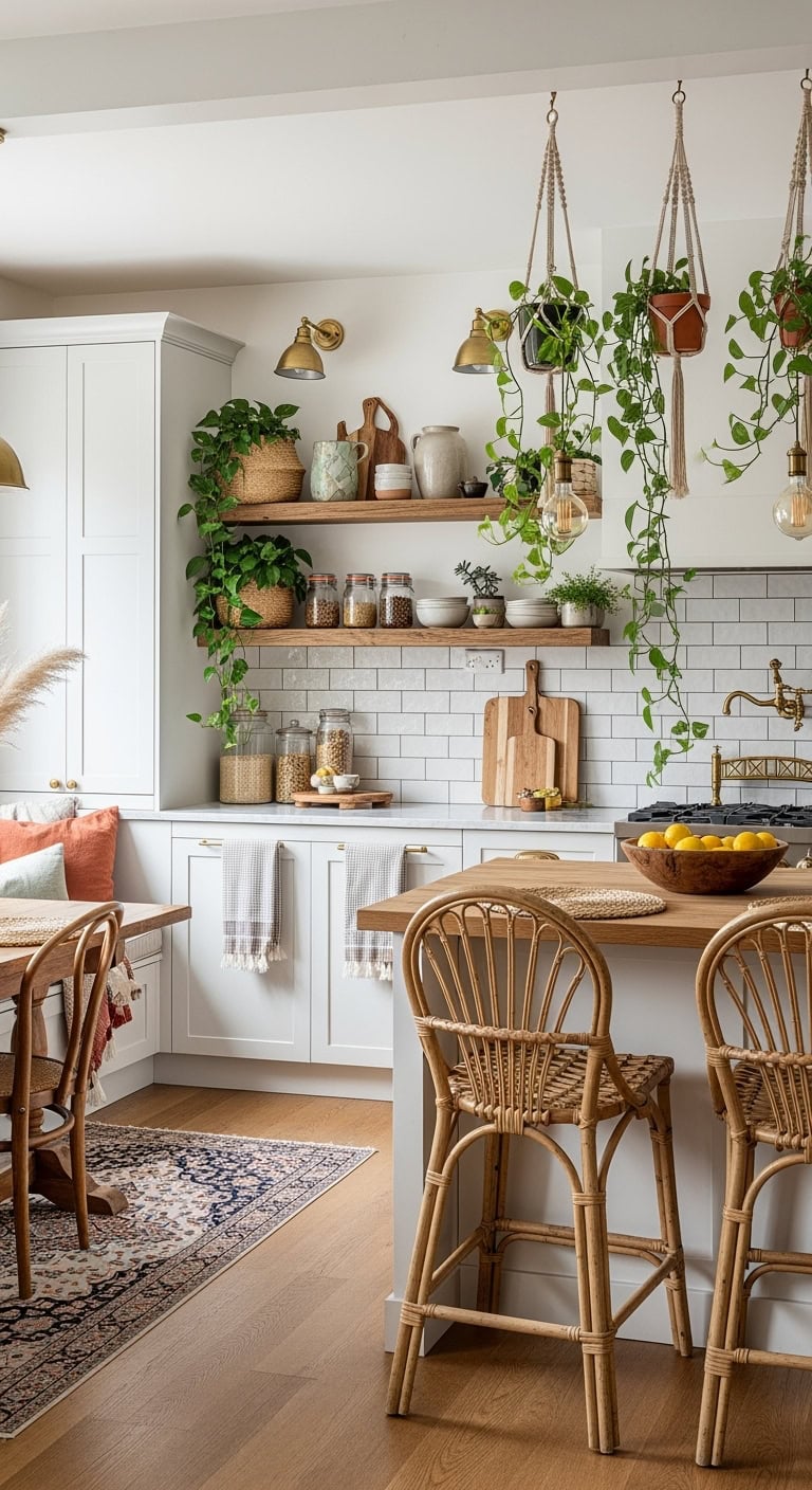 bohemian kitchen with textures