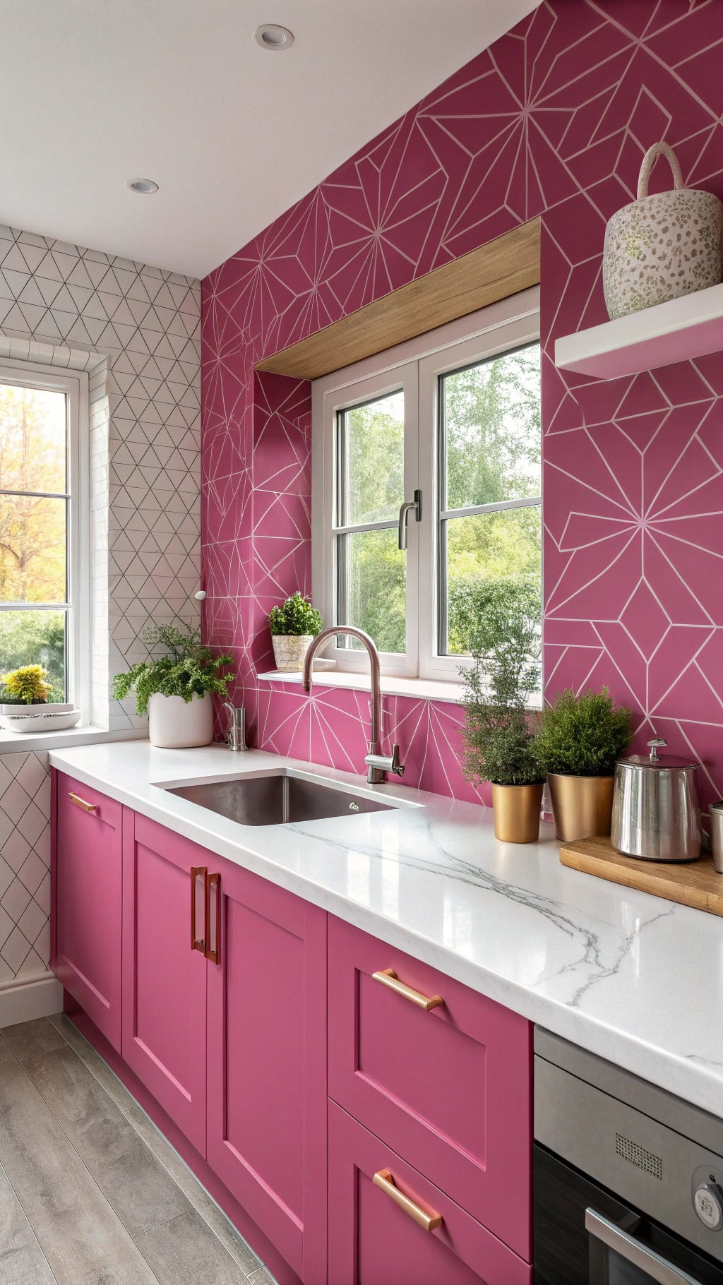 bold pink geometric patterns