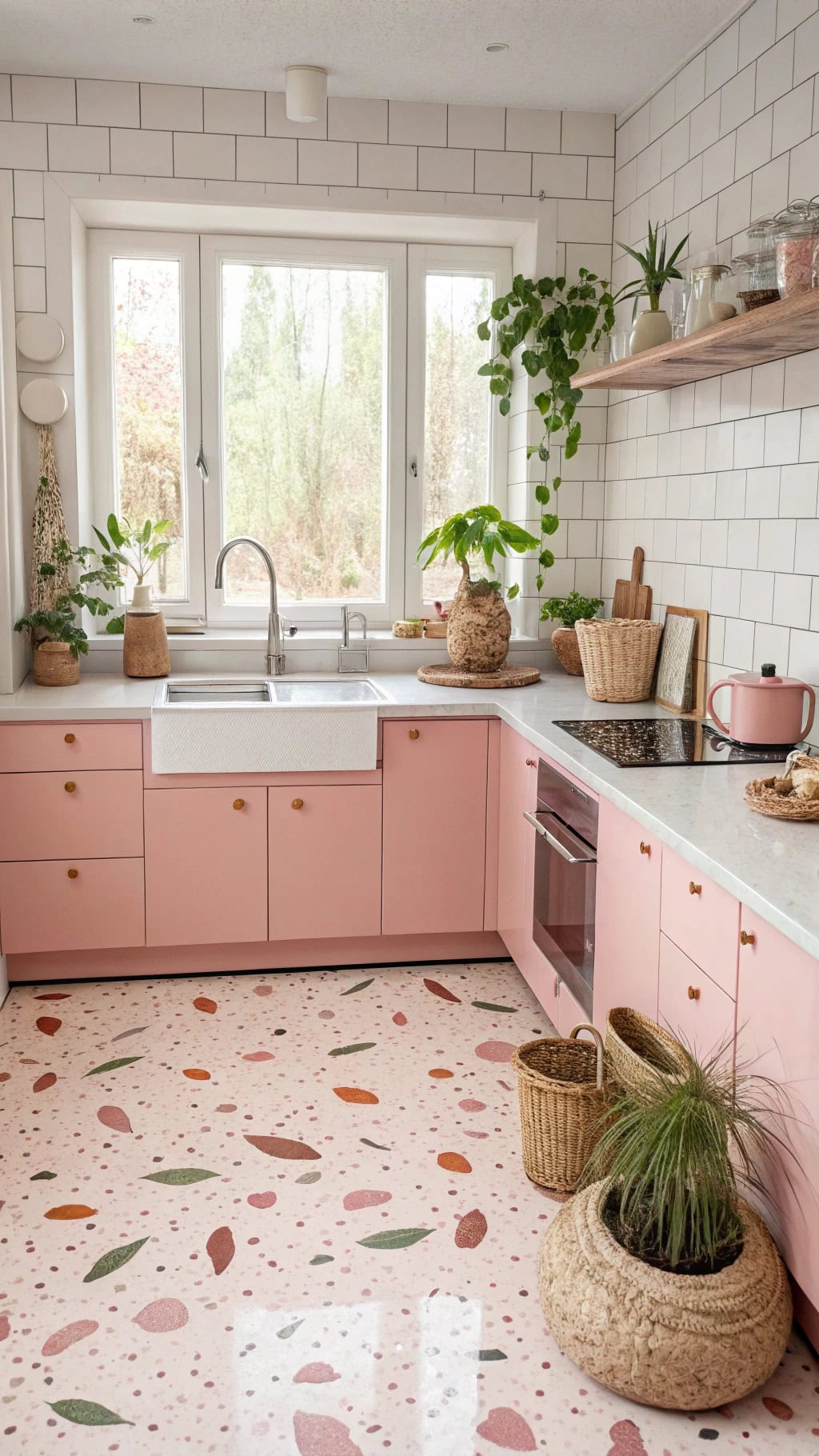 bold pink terrazzo flooring