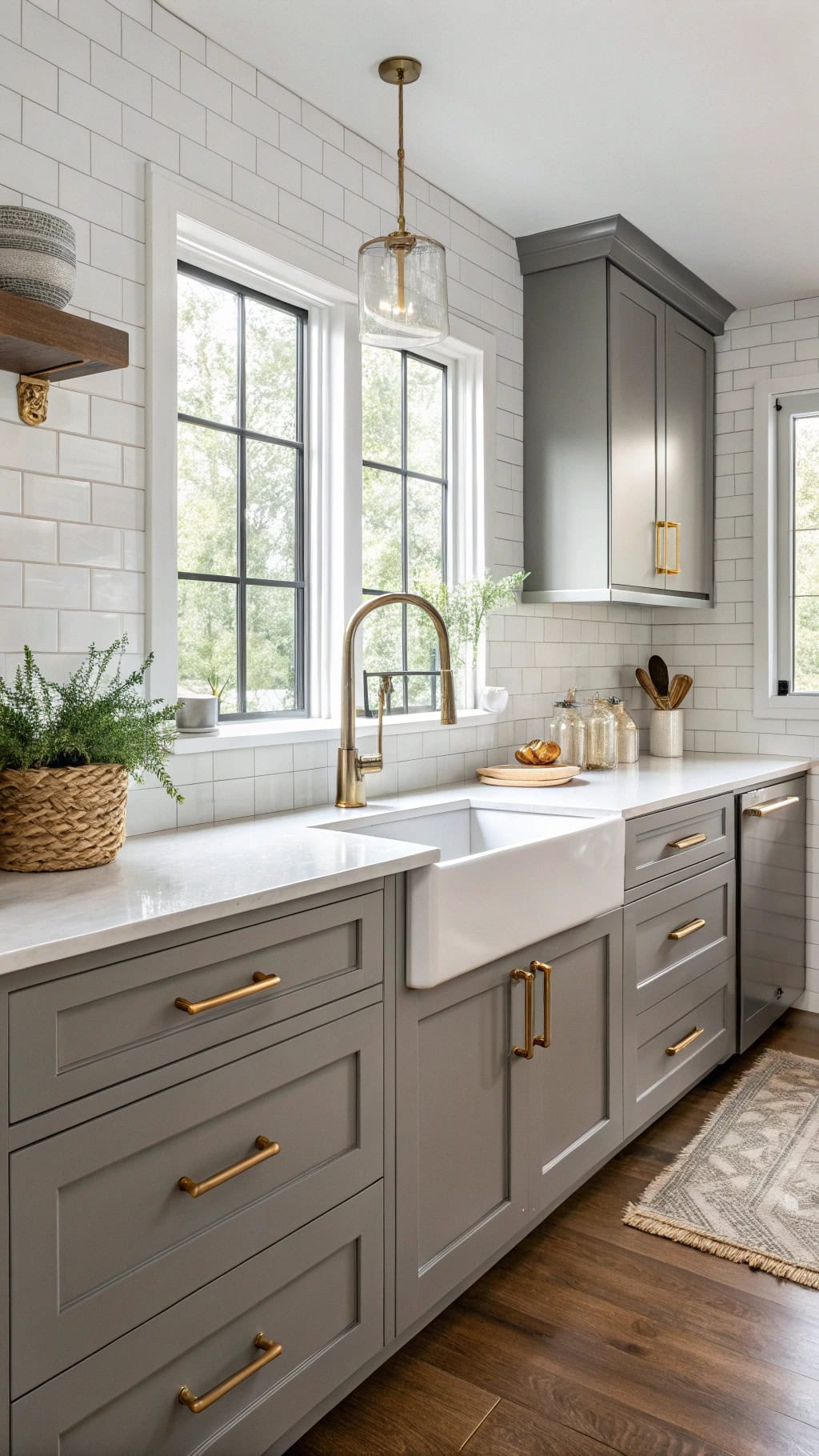 brass accents enhance sophistication