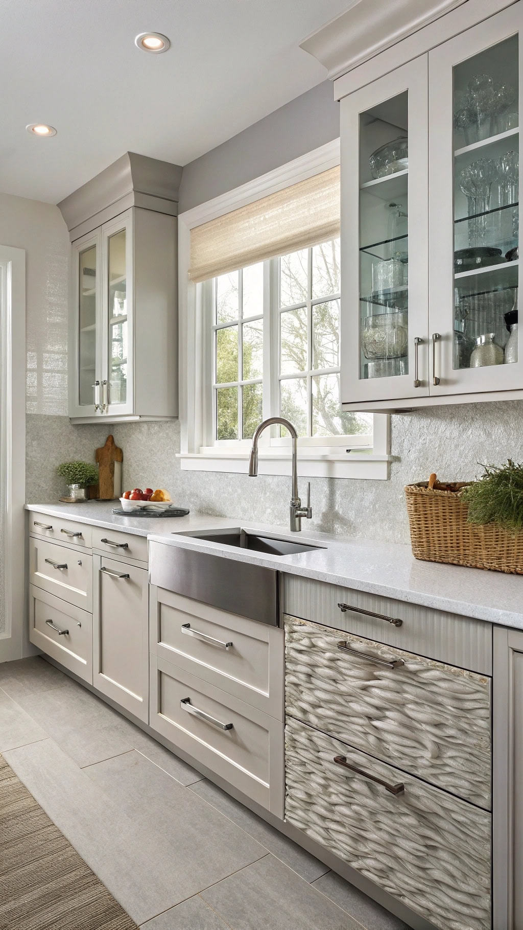 brushed silver cabinet elegance