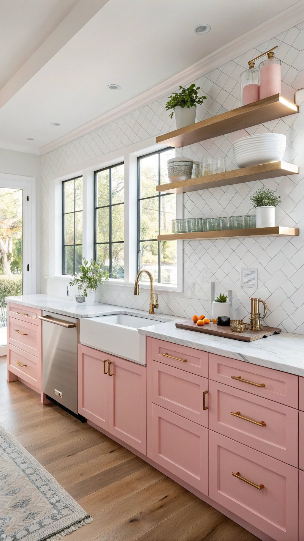 bubblegum pink kitchen cabinetry