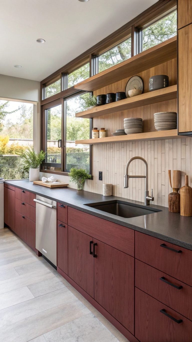 burgundy themed kitchen design