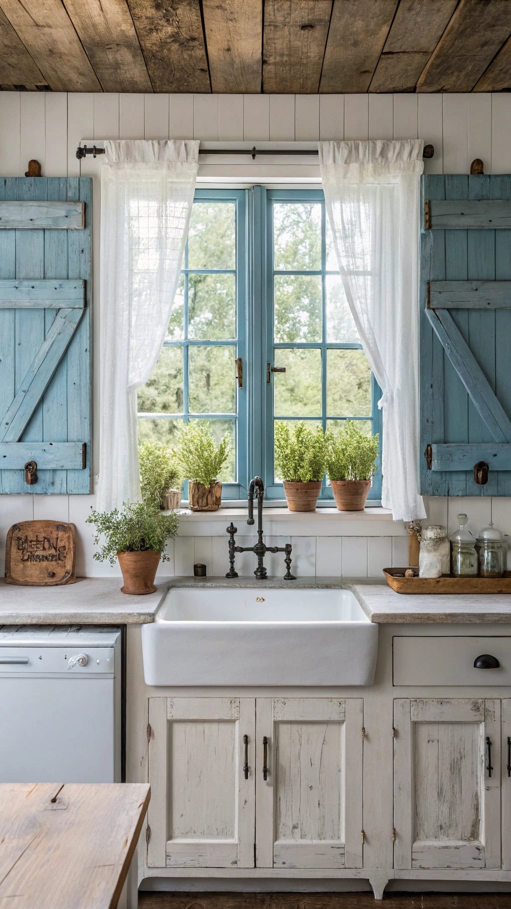 cerulean shutters enhance kitchens