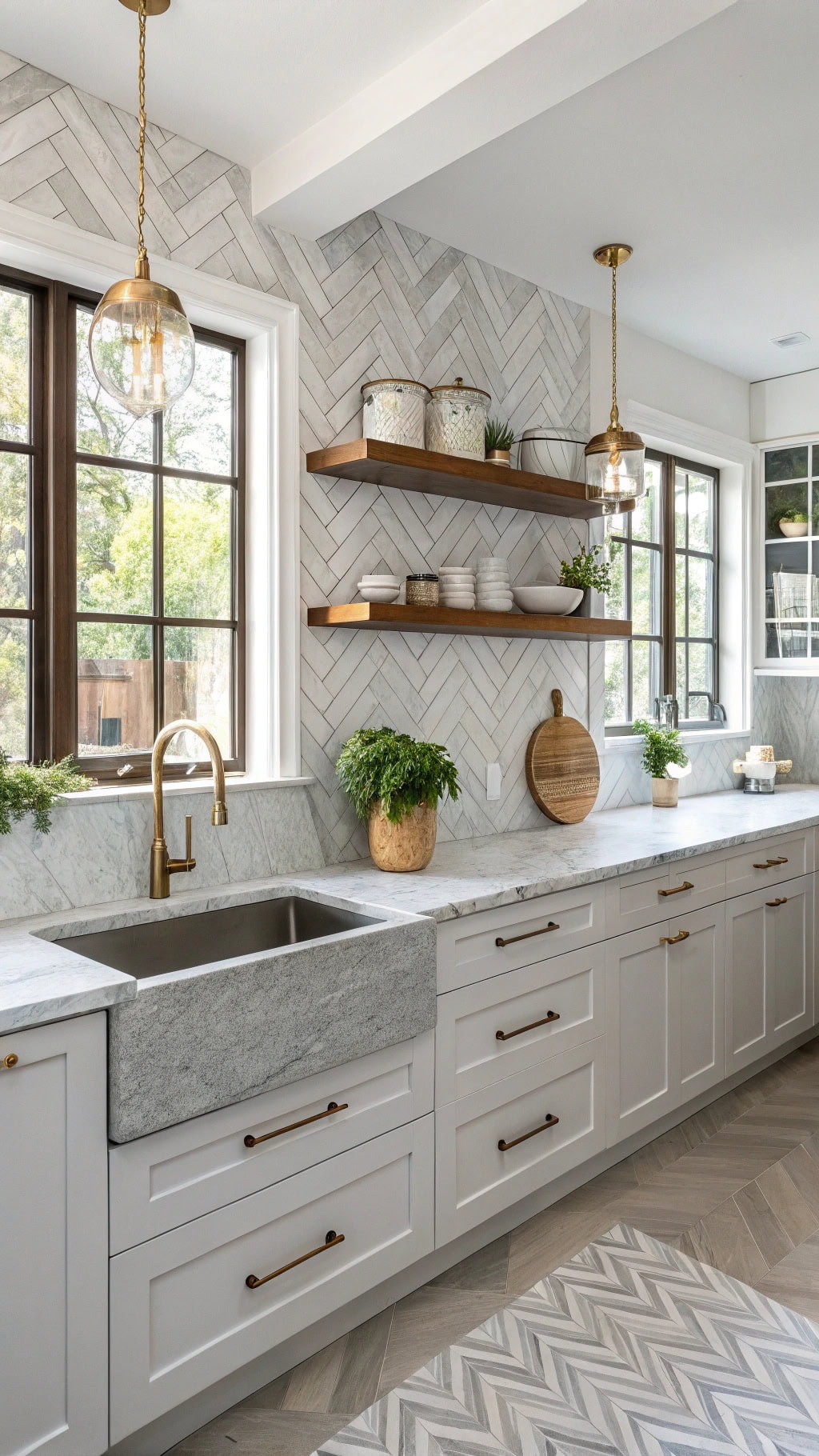 chevron gray marble elegance