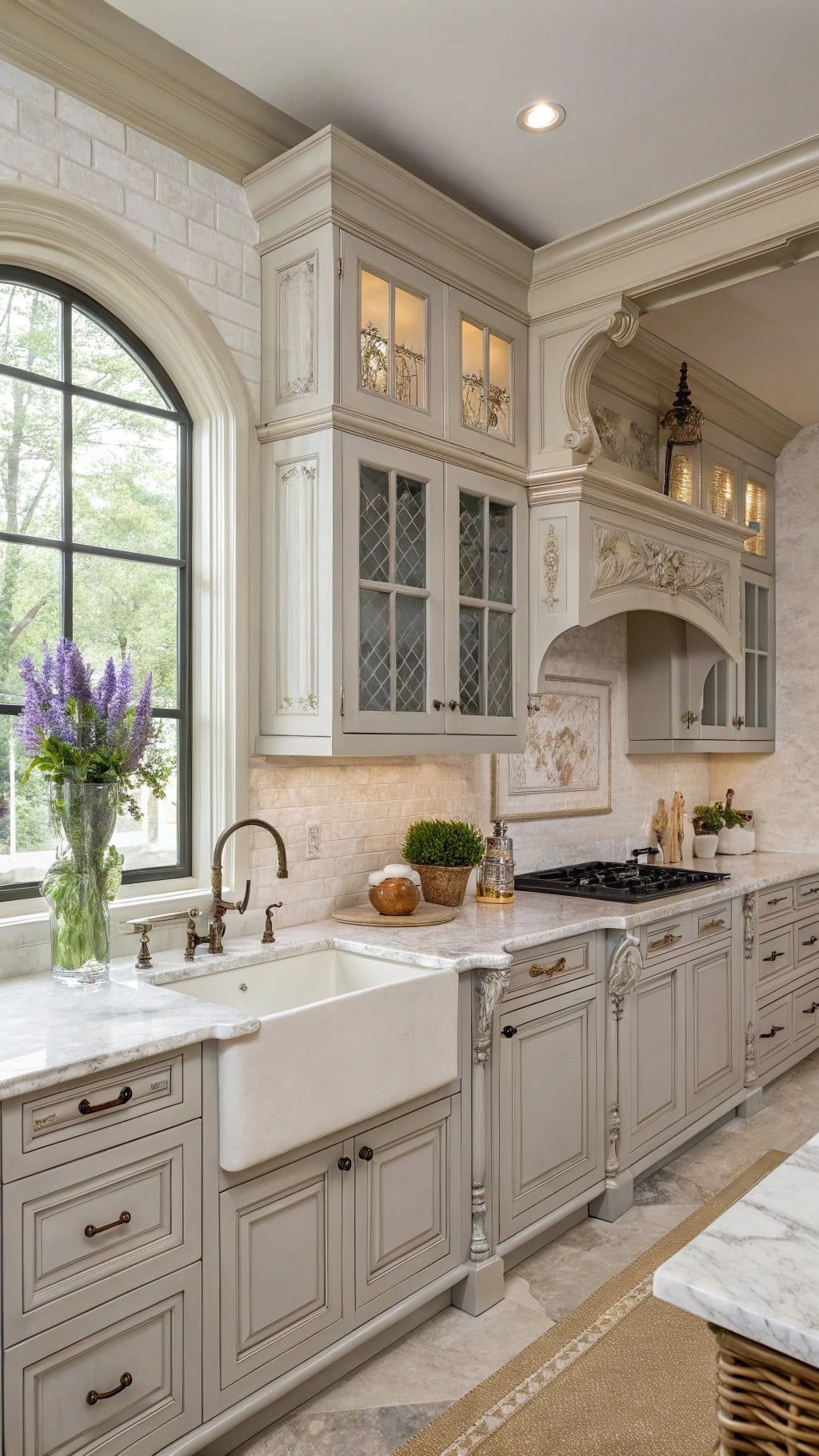 chic light gray cabinetry details