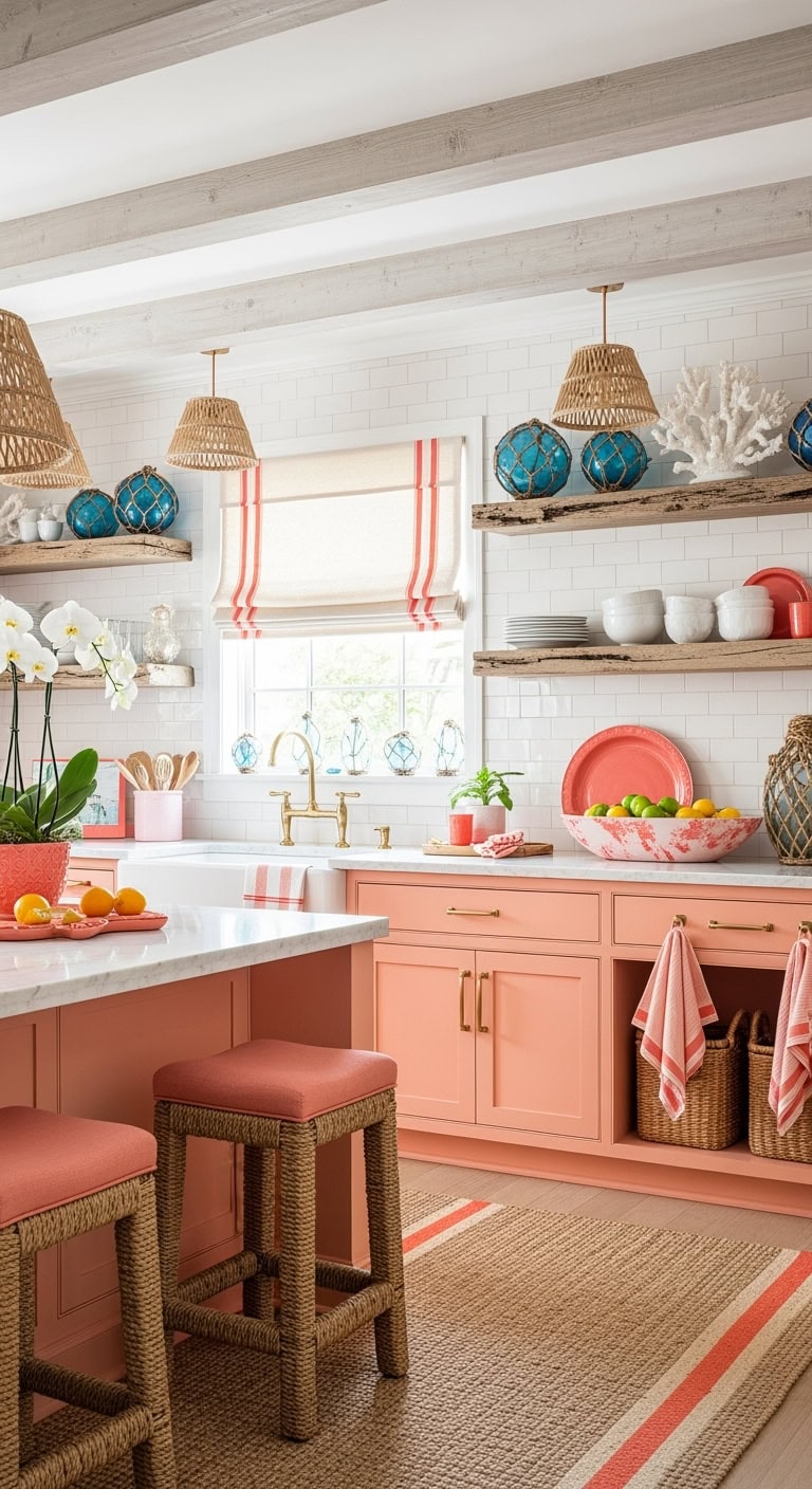 coastal coral kitchen vibes