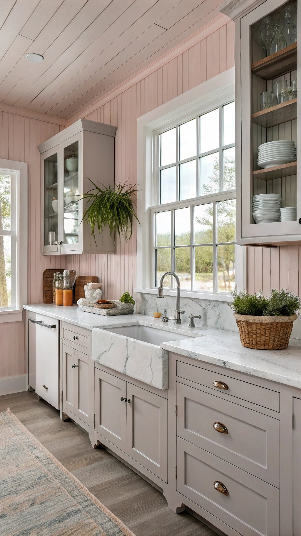 coastal cottage blush paneling