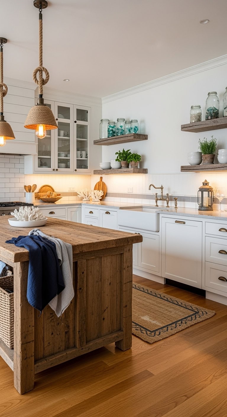 coastal kitchen with textures