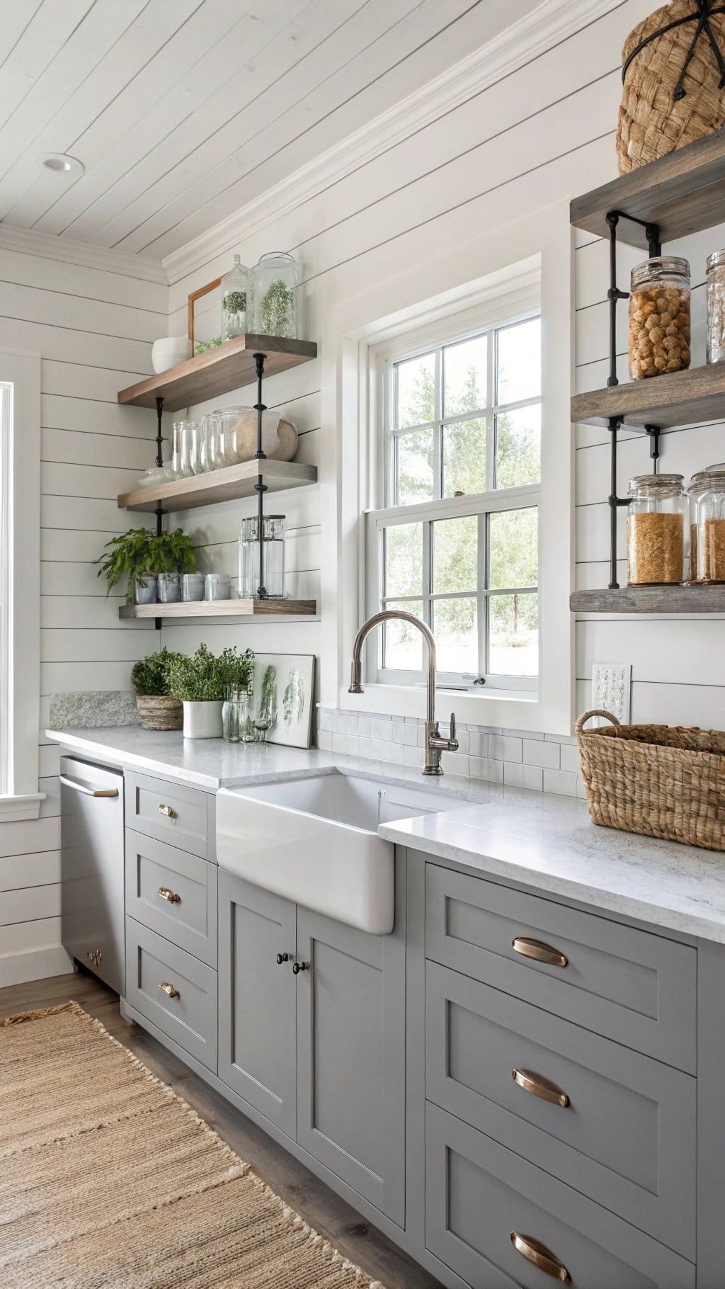 coastal shiplap kitchen details