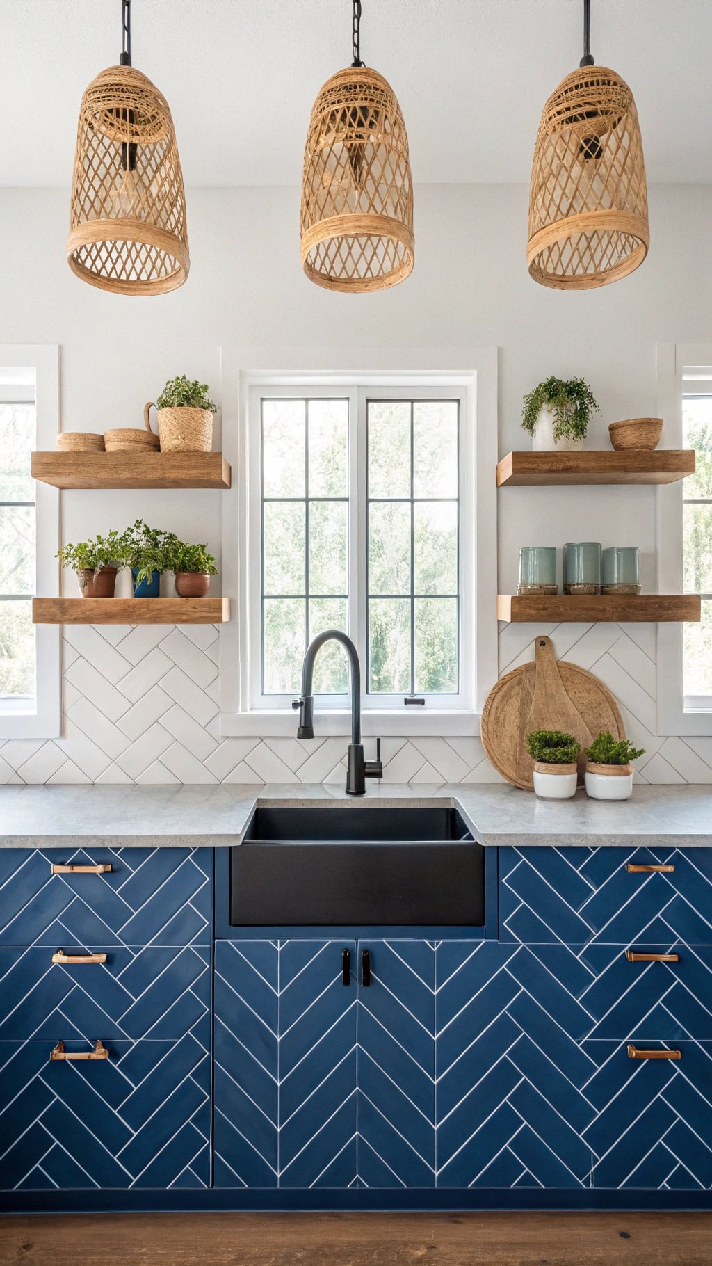 cobalt chevron kitchen design
