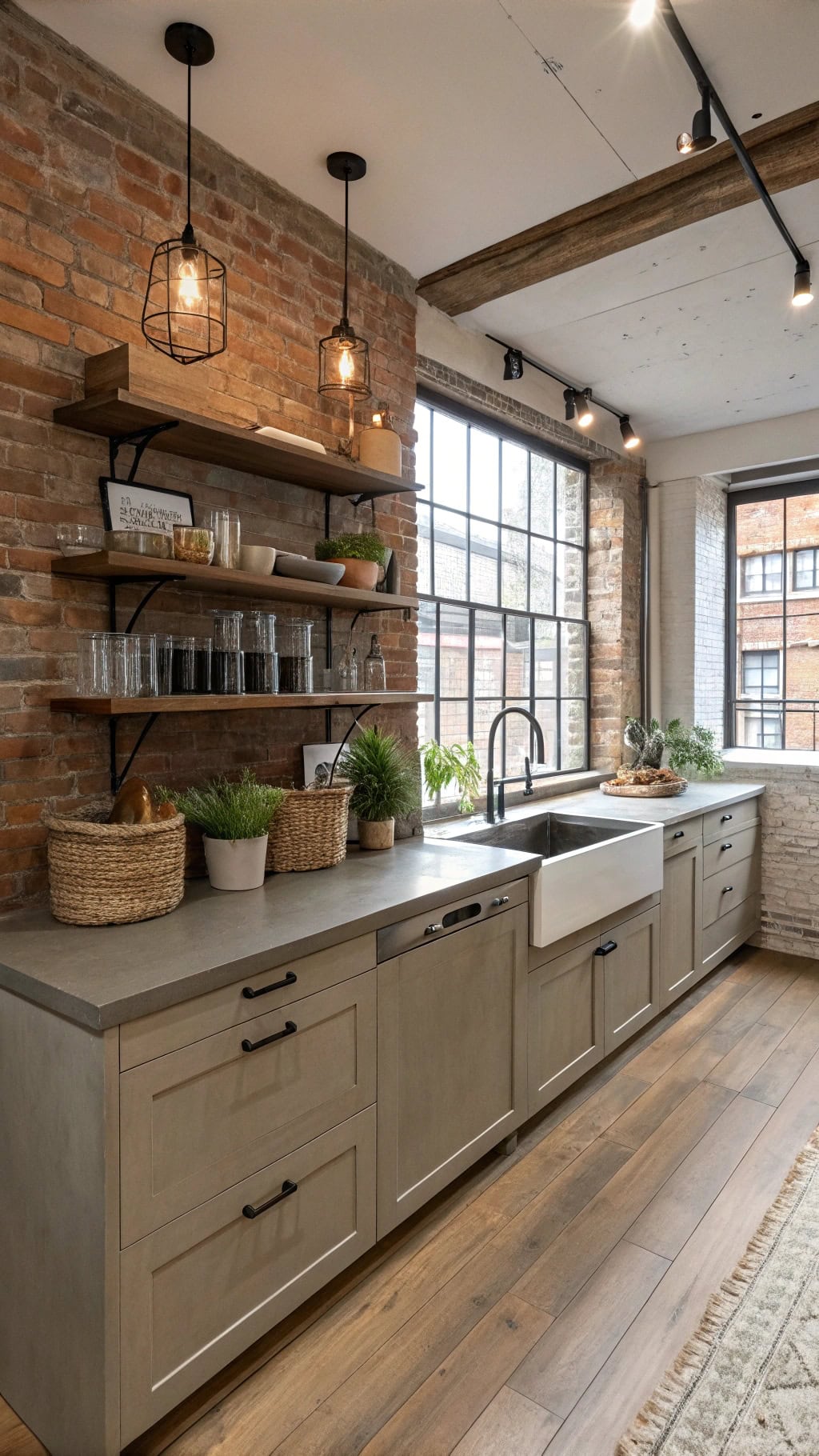 contemporary industrial taupe kitchen