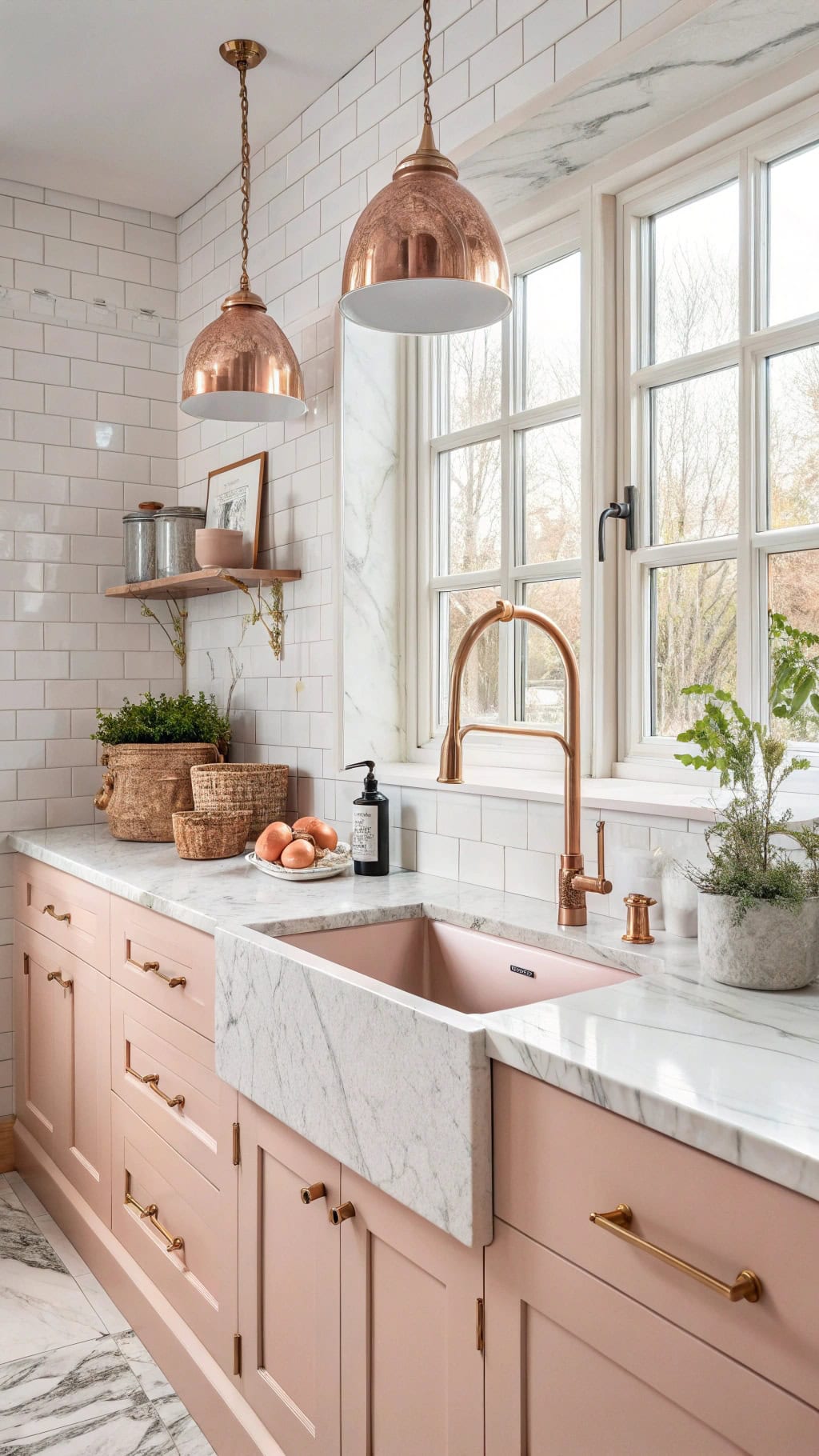 copper and pink marble