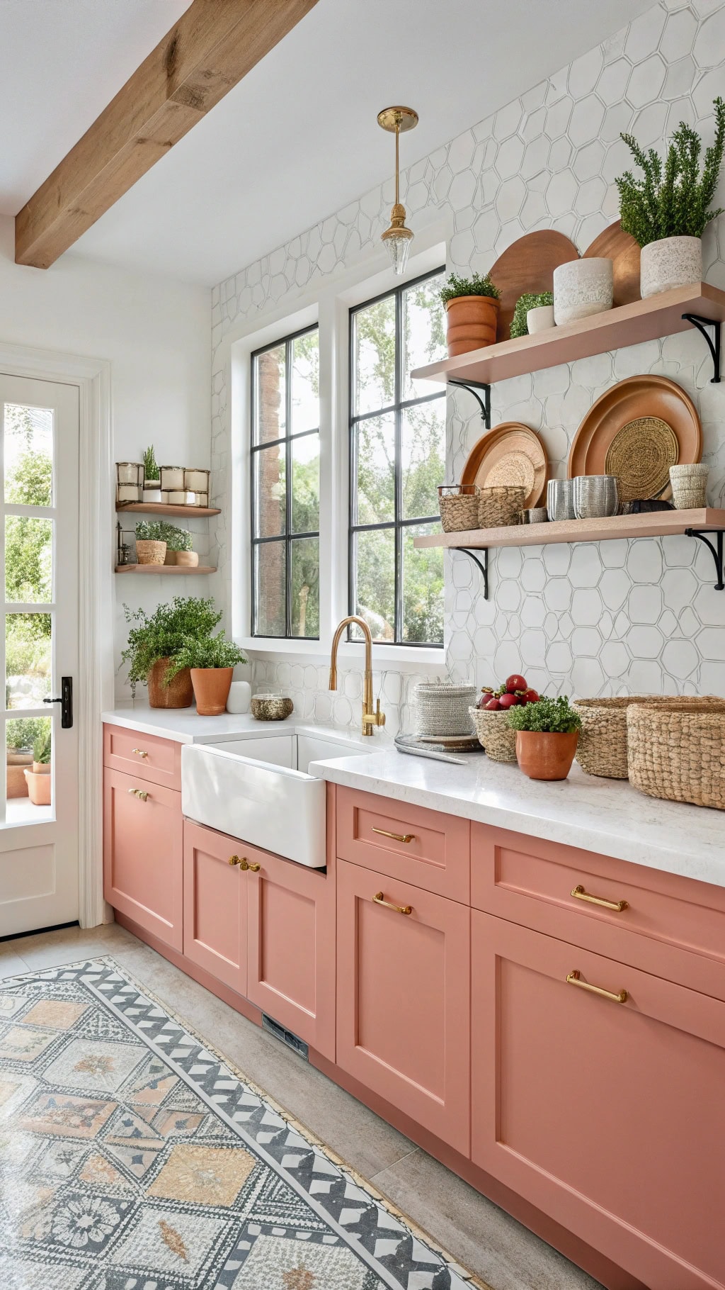 coral pink kitchen centerpiece