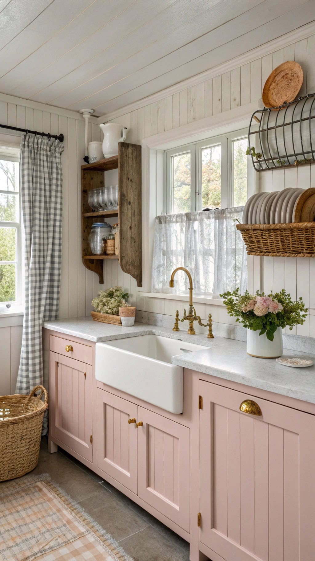 cottage style beadboard cabinets