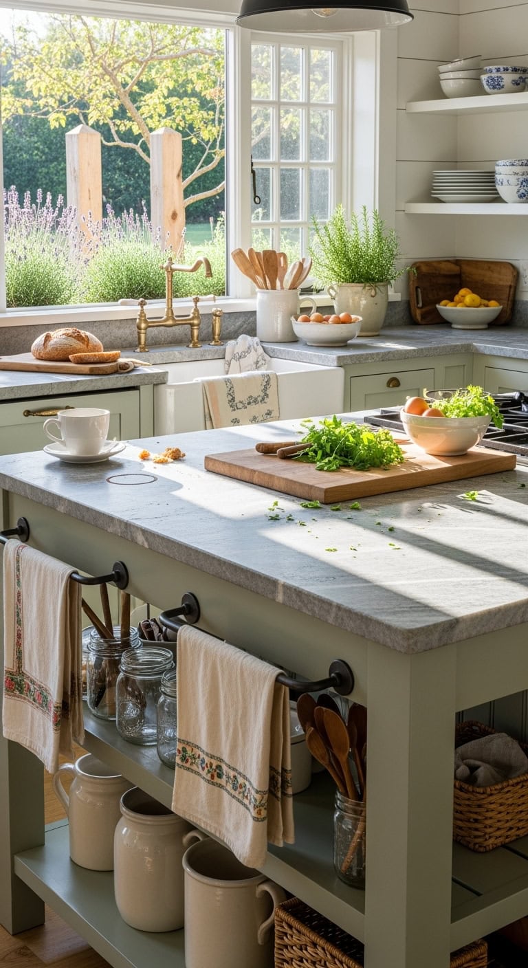 cozy charming cottage kitchen island
