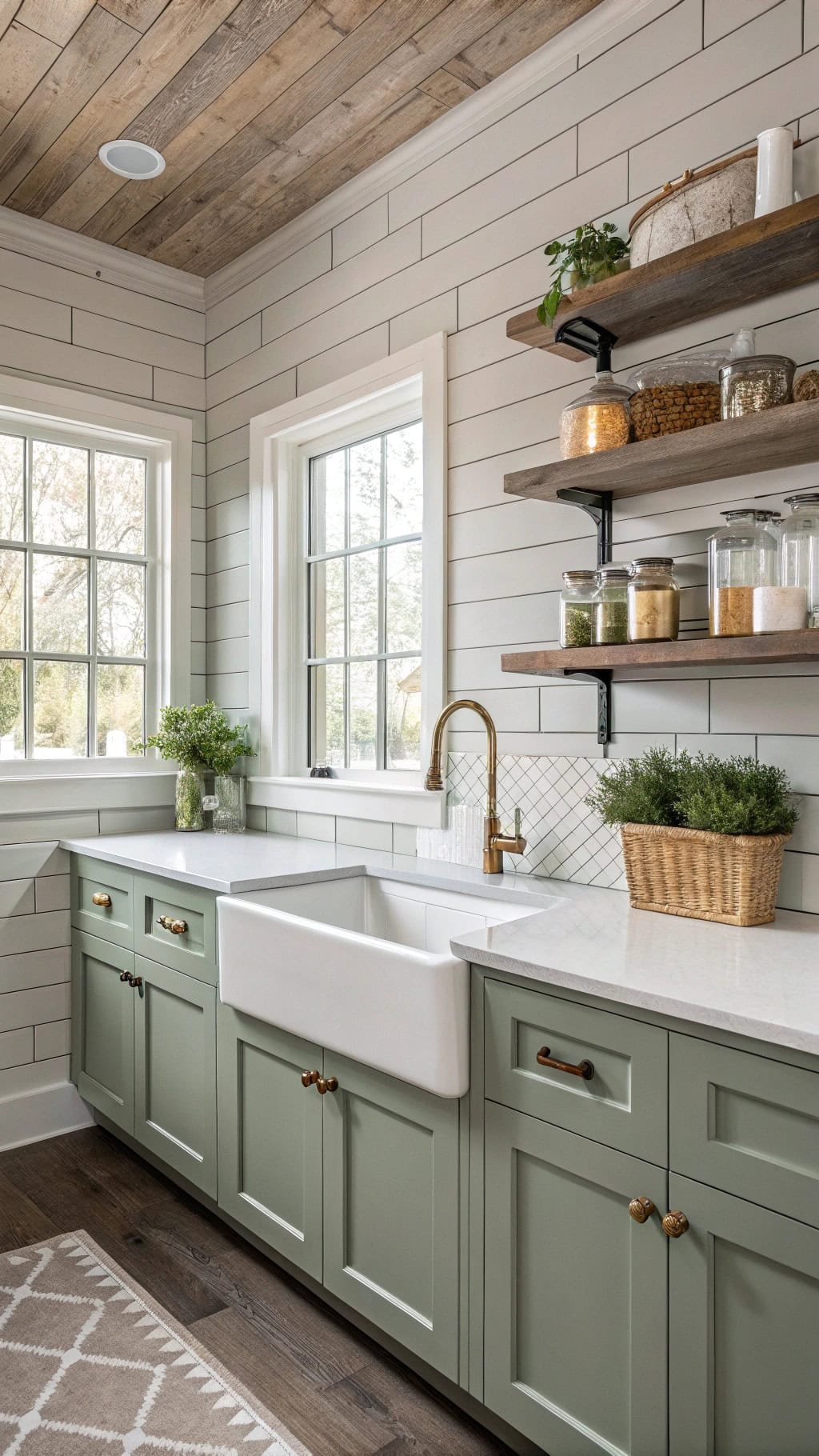 cozy chic gray shiplap backsplashes