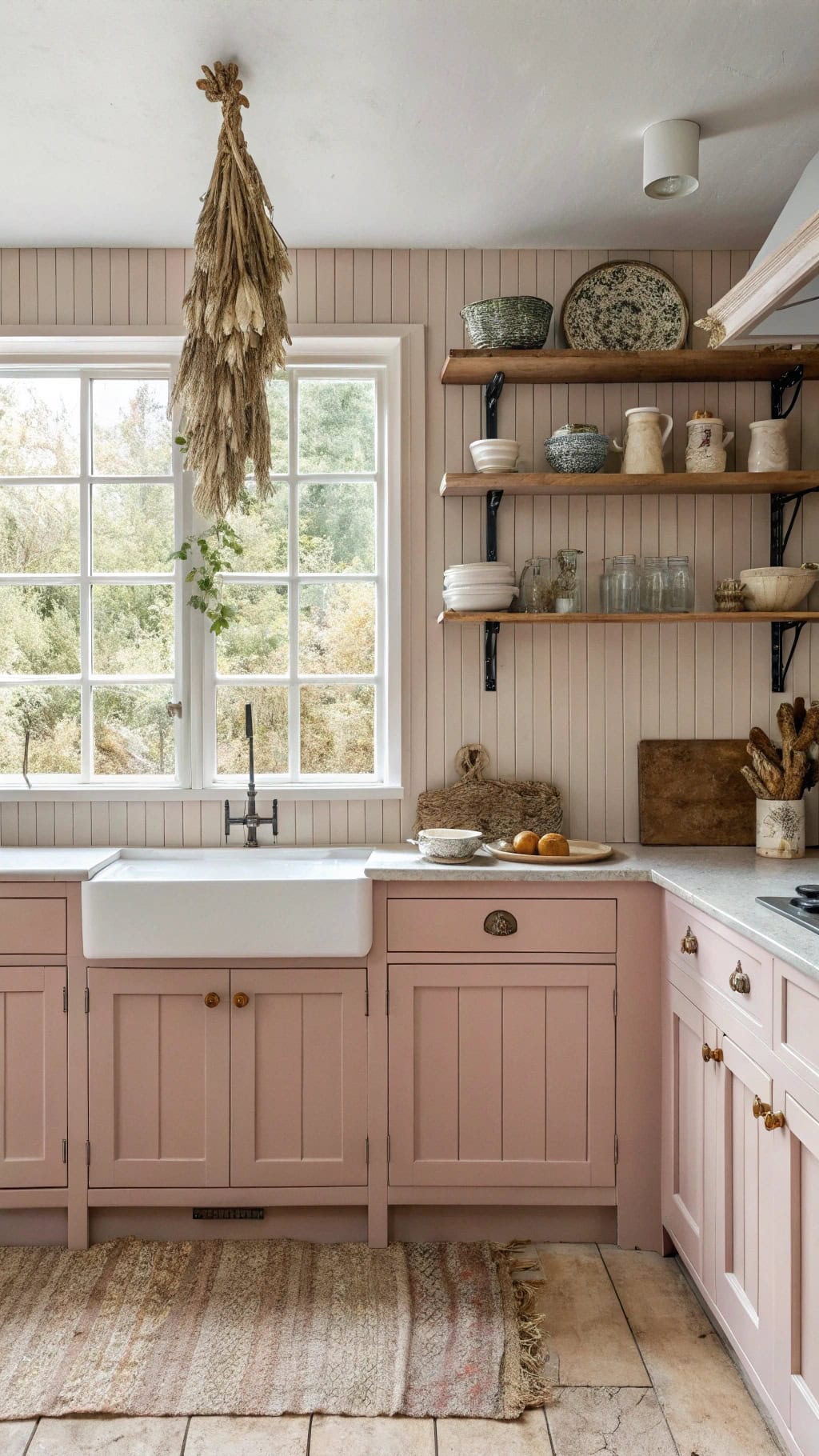 cozy farmhouse blush beadboard