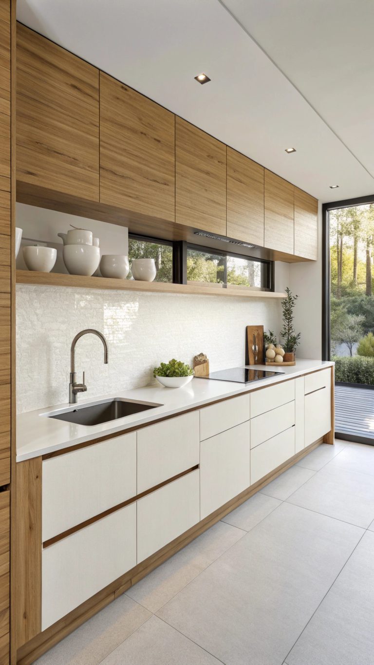 cozy illuminated cooking space