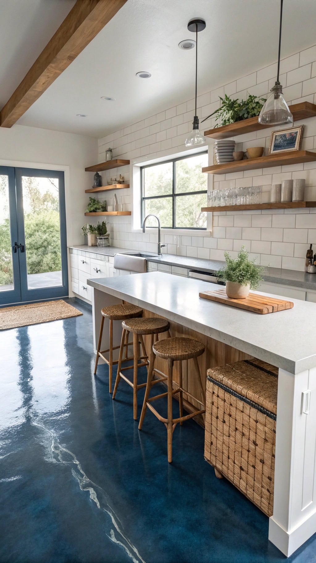 cozy industrial blue flooring