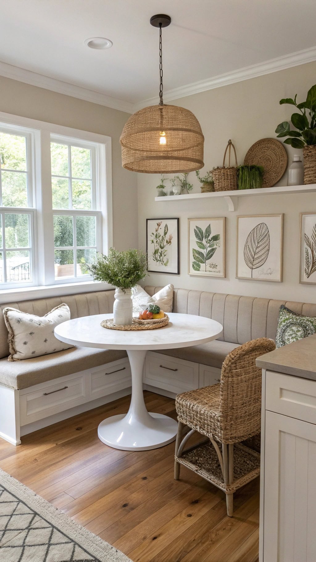cozy taupe breakfast nook