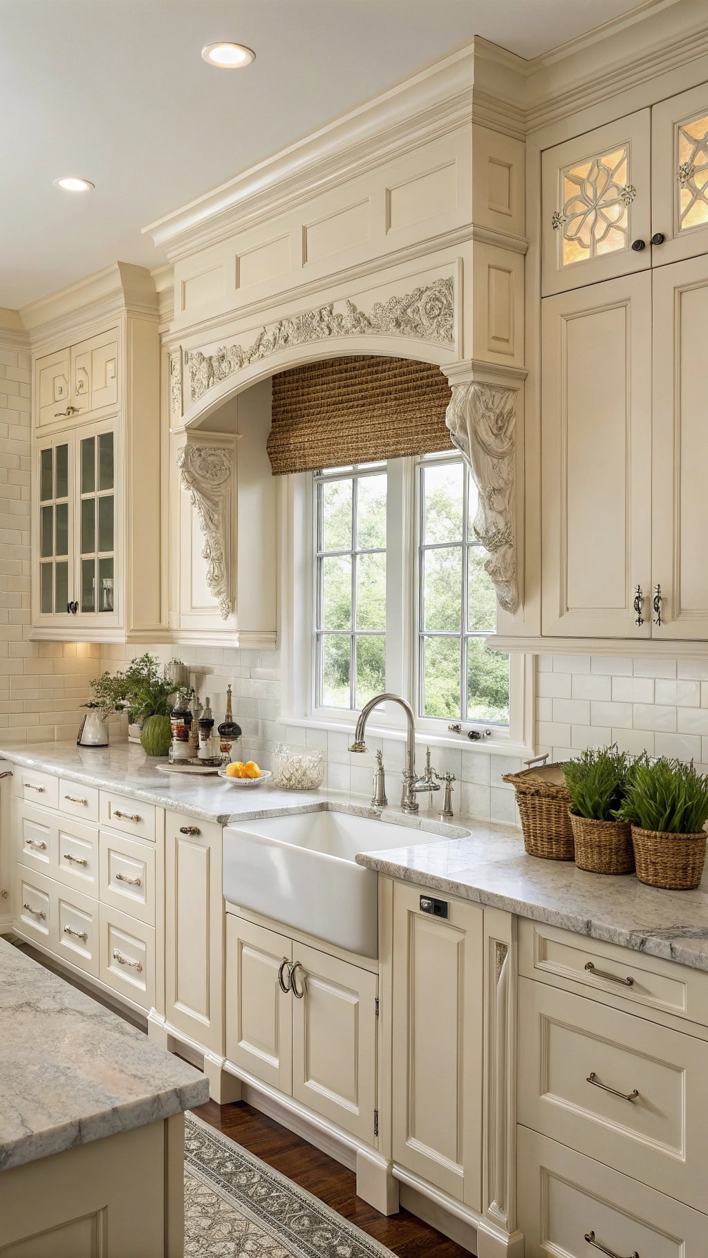 crown molding enhances kitchen elegance