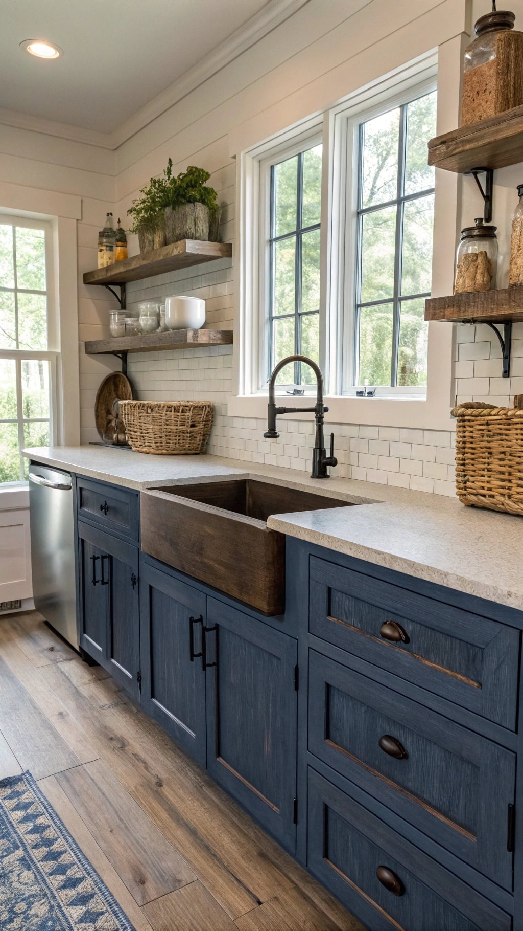 distressed navy cabinet charm