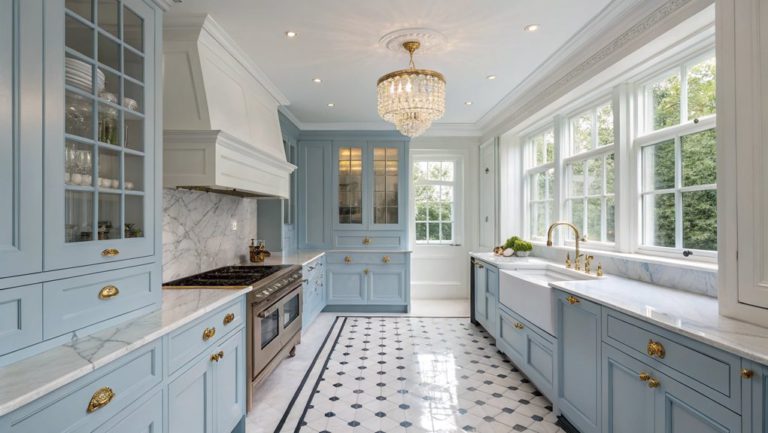 diverse baby blue kitchens