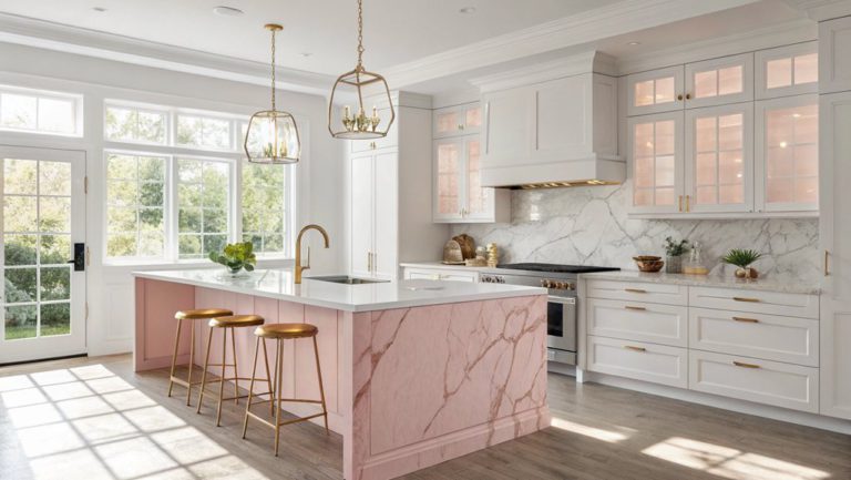 diverse baby pink kitchens