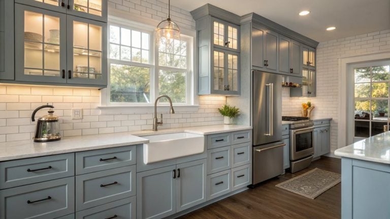 diverse blue gray cabinets